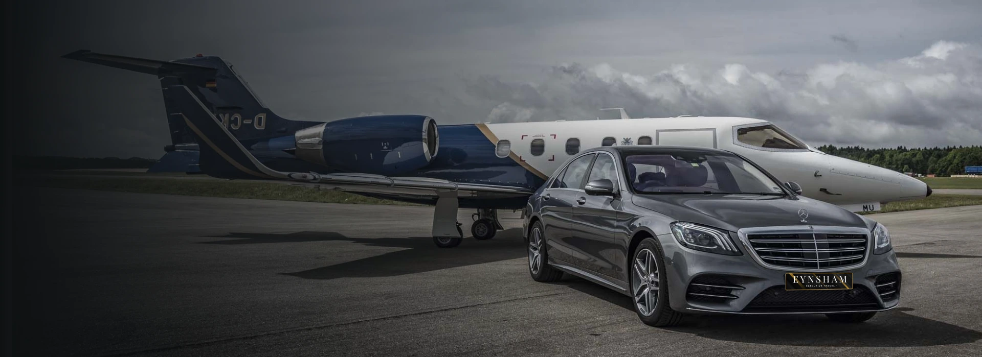 Mercedes-Benz S-class and private jet